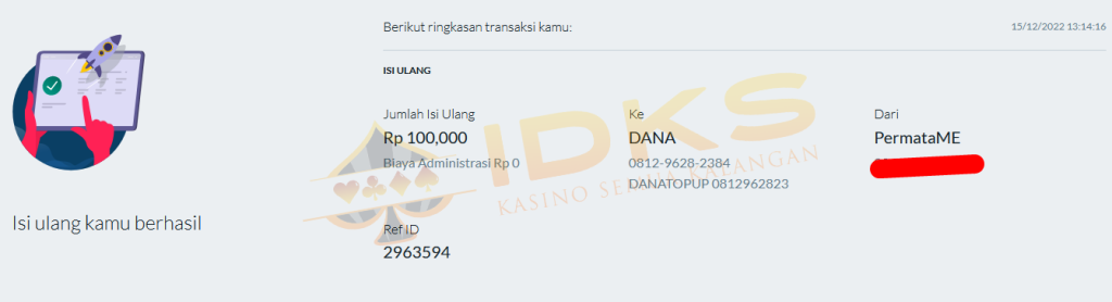Bukti Transfer Hadiah Pemenang Lomba Meme Indokasino - 1
